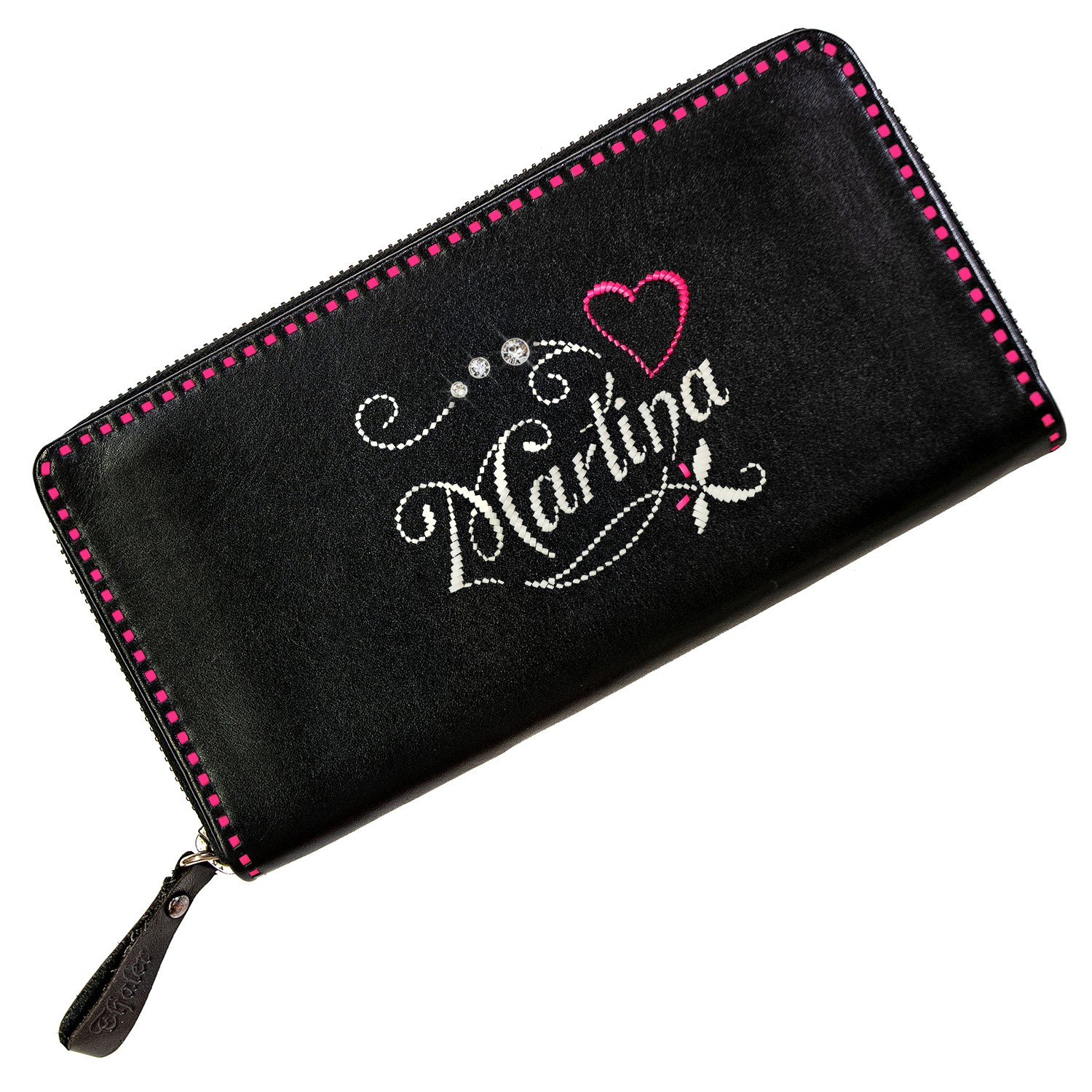 Portafoglio sarentinese con cuore e 3 Swarovski
