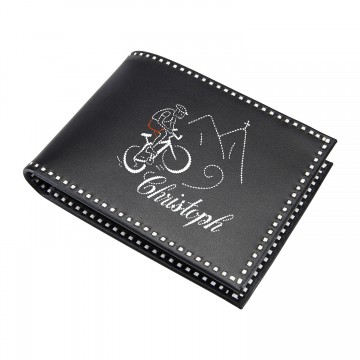 Portafoglio sarentinese con mountain biker e montagne