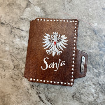 Portafoglio Allrounder con ricamo sui bordi